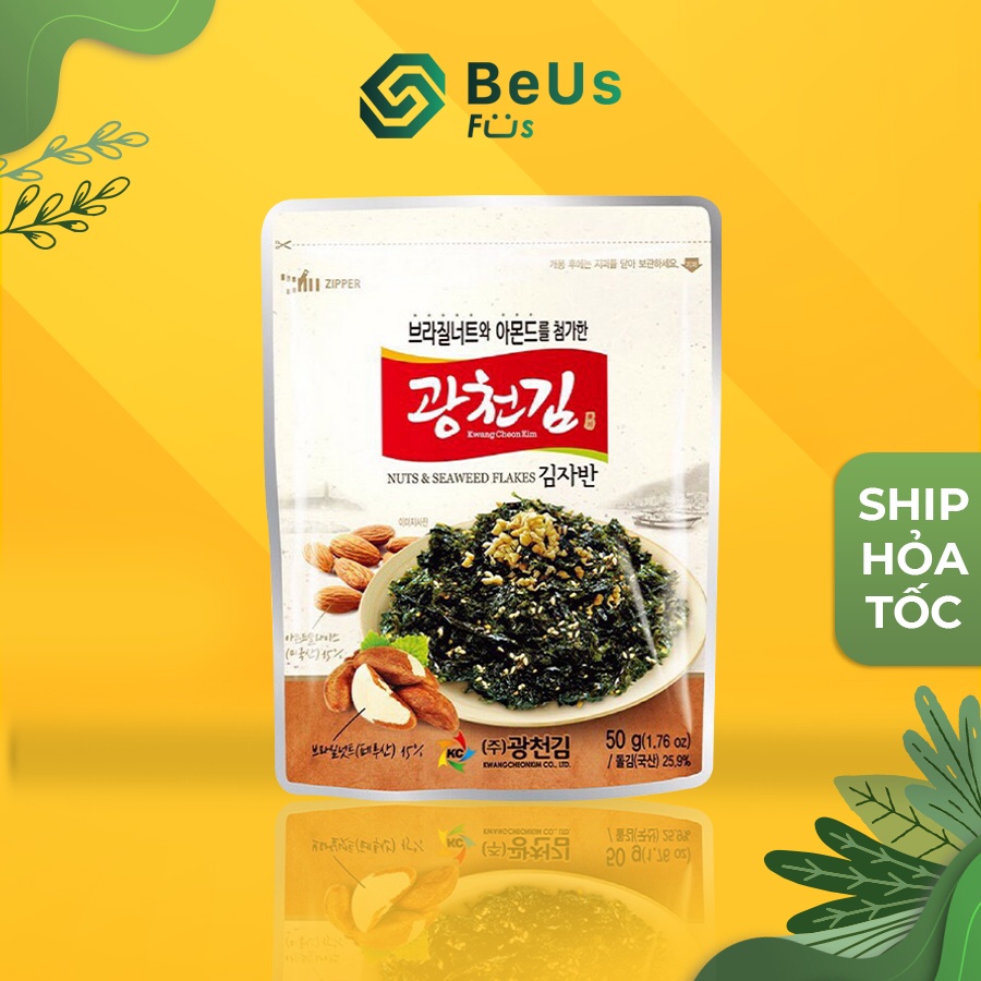 Rong biển vụn trộn hạt hạnh nhân và quả hạch Brazil 50gr - Nhập khẩu chính hãng Hàn Quốc - Giòn tan nhiều dinh dưỡng