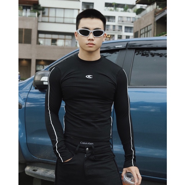 Áo thun nam tay dài body tôn dáng thêu chữ K