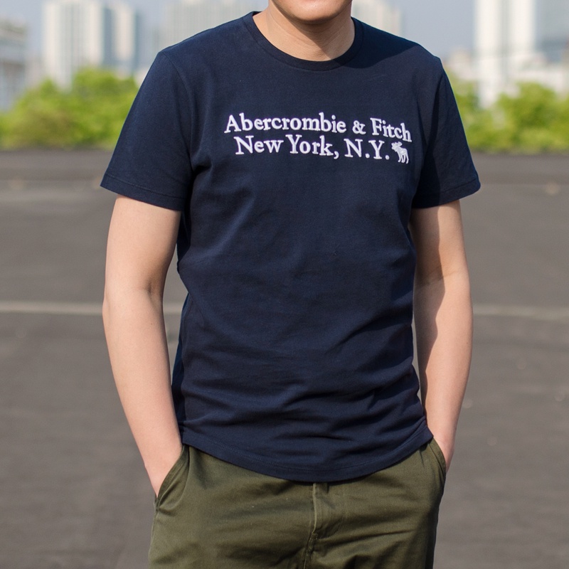 Áo Thun Nam Tay Ngắn Cổ Tròn In Chữ Abercrombie Fitch