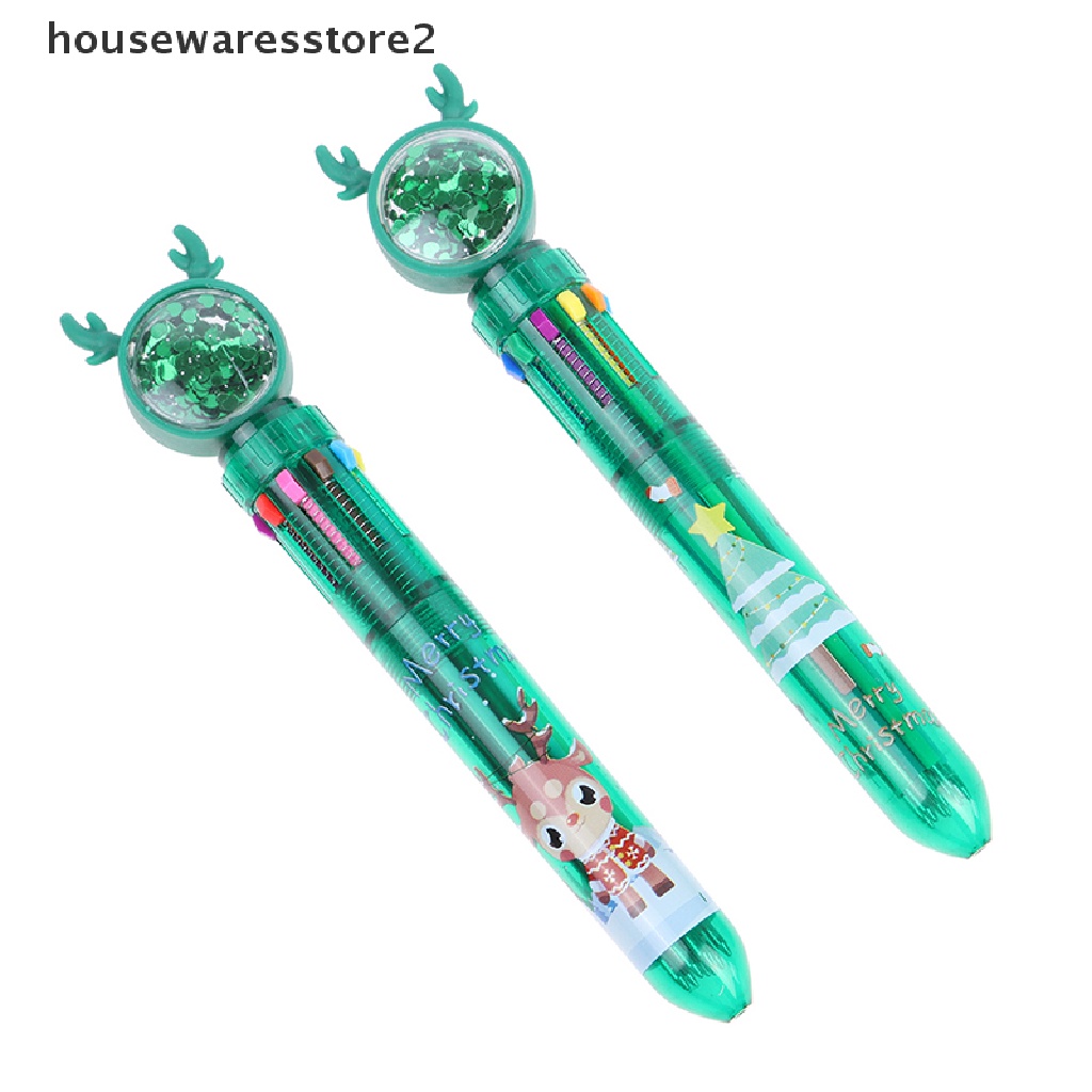 Bút Bi 10 Màu Ngòi 0.5MM 2 Họa Tiết Giáng Sinh Dễ Thương