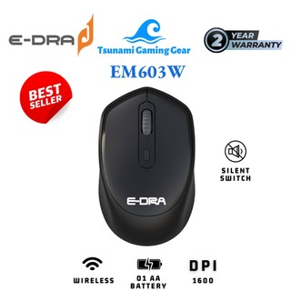 Chuột không dây E-DRA EM603W Black I Silent Switch I Wireless BH 2 năm chính hãng