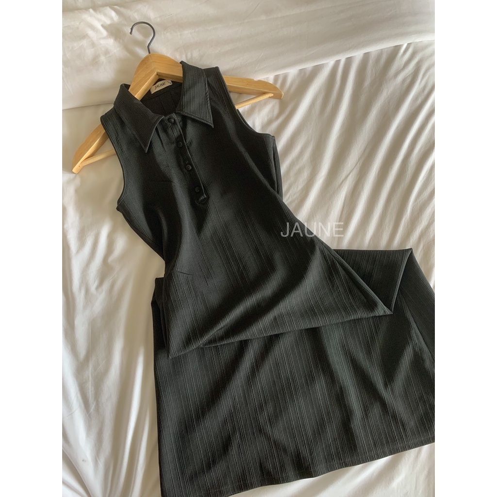 Đầm body dáng dài sát nách JAUNE 3 màu tôn dáng - LACIE Dress