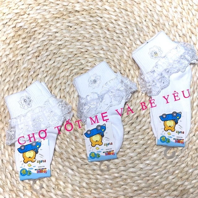 Vớ Trắng Có Ren Cho Bé Gái Đi Múa Đủ Sizw
