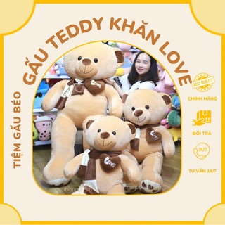 Gấu Bông Teddy khăn love chất liệu vải nhung mềm mịn 90cm 120cm 150cm