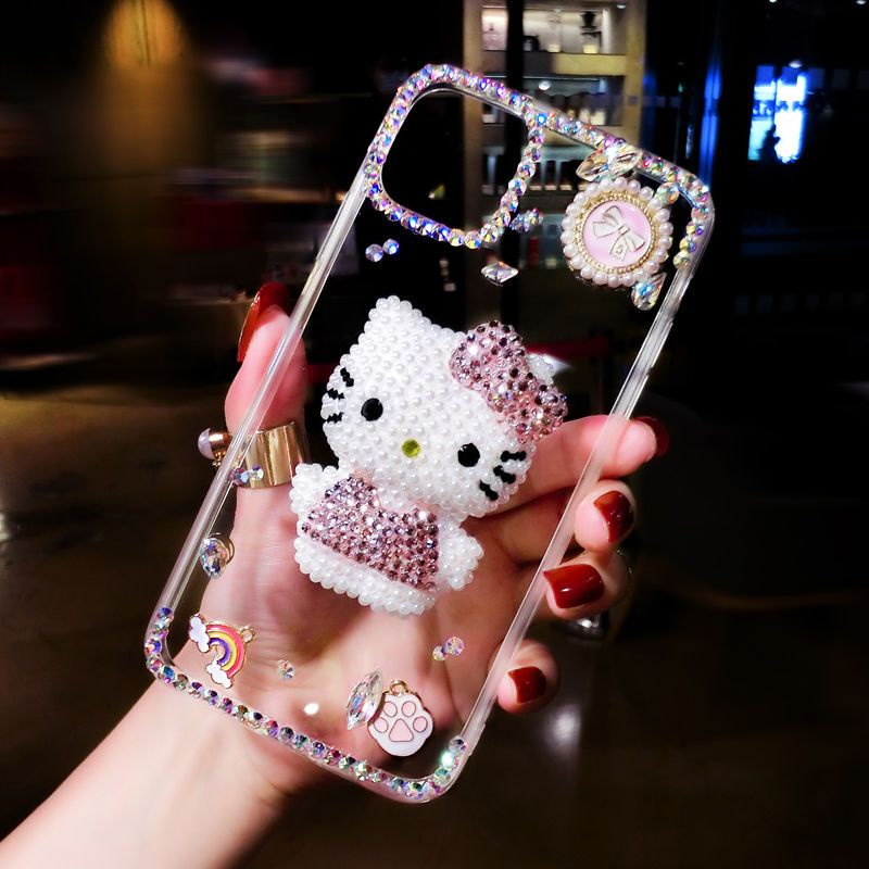 Ốp Điện Thoại Hình Mèo Kitty Đính Đá Cho Iphone 14Promax 12 11 13 XS XR 7 8 Plus Phone Case