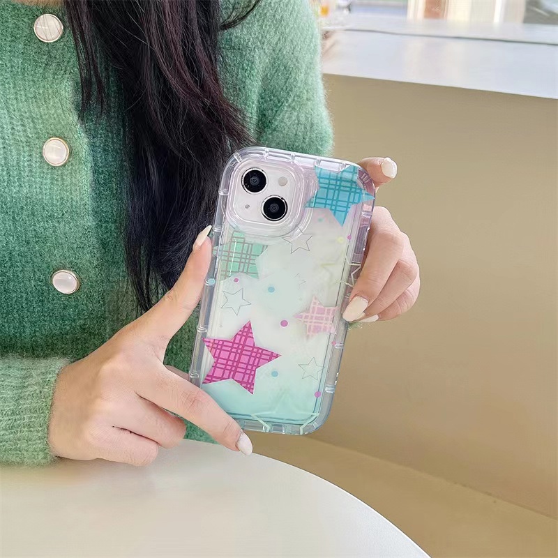 Ốp Điện Thoại TPU Silicon Mềm Trong Suốt Chống Sốc Hình Ngôi Sao Nhiều Màu Cho IPhone 14 13 12 11 Pro XS Max X XR 8 7 6 6S Plus