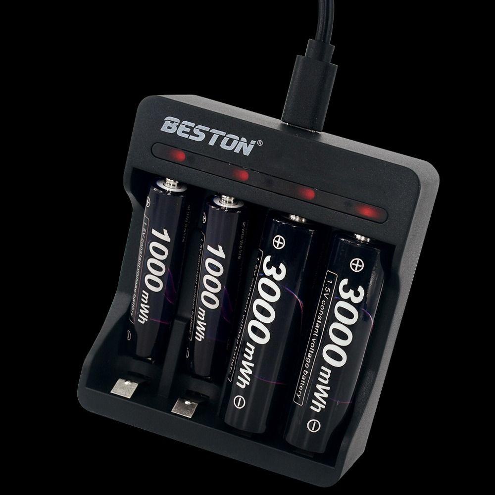 BEBETTERM Cục Sạc Nhanh Thông Minh Có Đèn LED Chỉ Báo Cho Pin AA AAA 1.5V