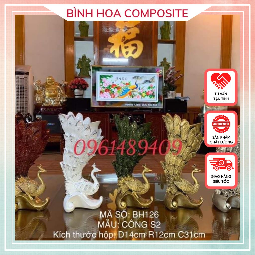 Bình Hoa Composite Công S2 Chất Liệu Nhựa Phủ Sơn 2k Cao Cấp, Chống Phai Màu