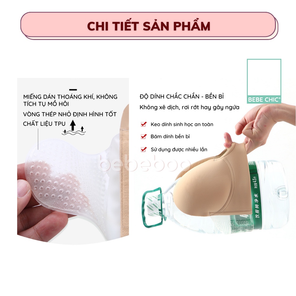 Miếng Dán Ngực Chữ U Hở Lưng Trần Vai Trần Sâu BEBECHIC - Áo Ngực Dán chữ U Có Thể Tái Sử Dụng Nhiều Lần