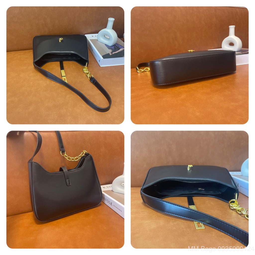 Túi kẹp nách công sở mới MM Bags túi đeo vai nữ dây da phối xích 2022 KNE78