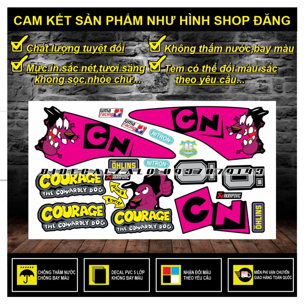 TEM RỜI MIO ĐỜI ĐẦU MẪU CHÓ NHÚT NHÁT HỒNG ĐEN -