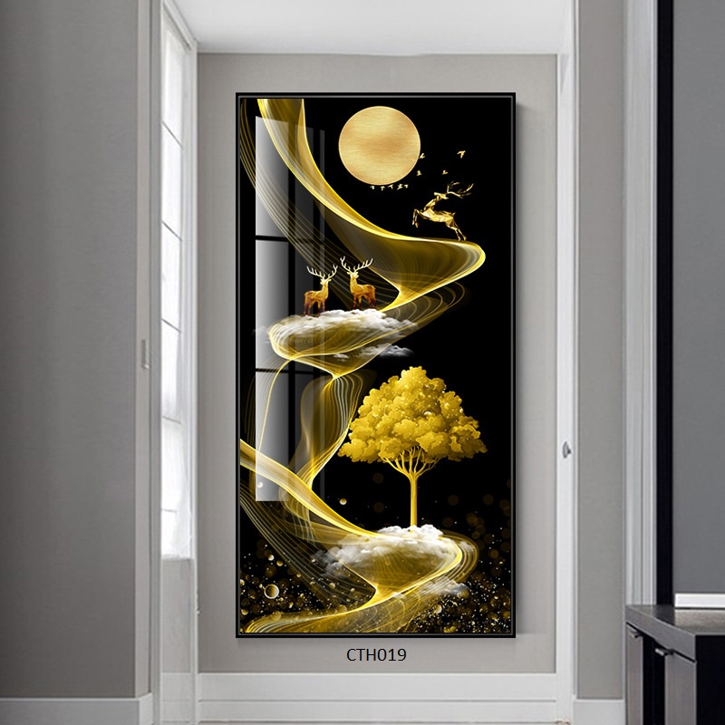 Tranh Tráng Gương Treo Tường, Hình Hươu Tài Lộc Phong Thủy  Dùng Trang Trí Nhà Cửa, Làm Quà Tặng -Simplehouse