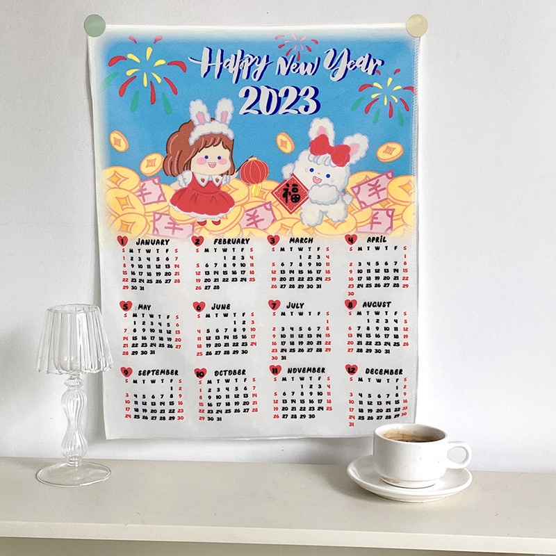 Lịch Năm 2023 Treo Tường Trang Trí Hình Thỏ Dễ Thương