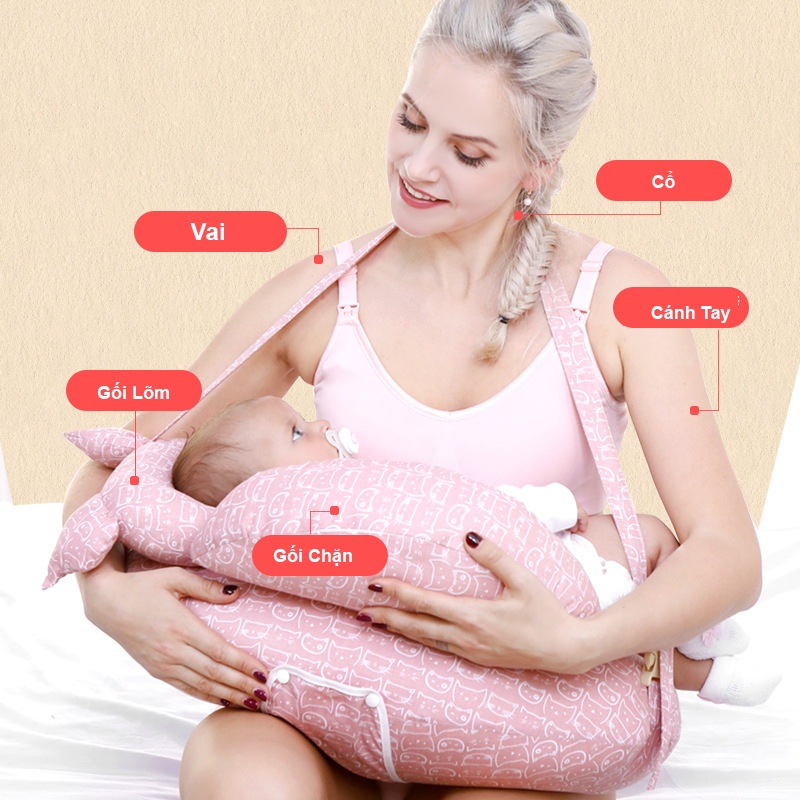 Bộ Gối Cho Con Bú Đa Năng Bao Gồm Chống Trào Ngược Chống Méo Đầu Cho Bé