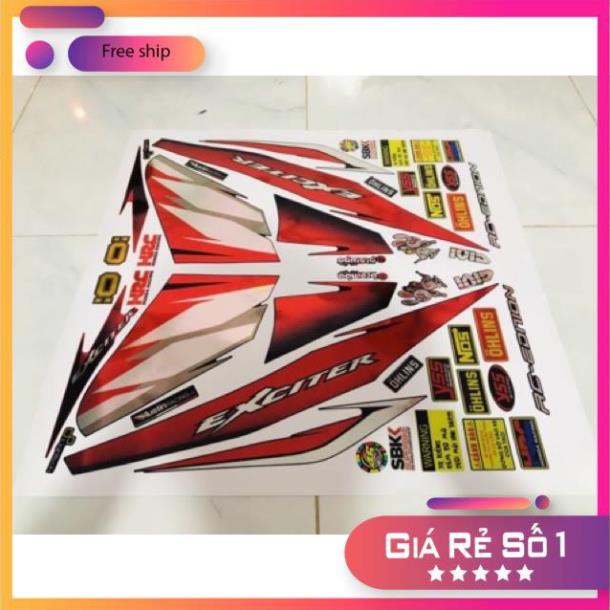 FREE SHIP + QUÀ TẶNG Tem rời xe ex 2006 đỏ đen chất liệu Crom