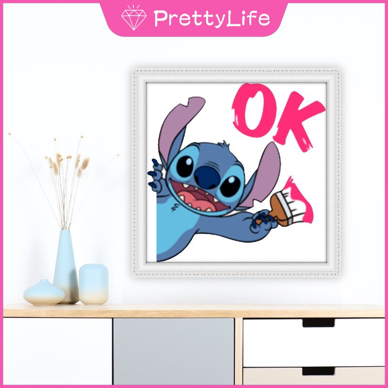 Bộ Tranh Đính Đá 5D Tự Làm 30x30cm / 40x40cm / 50x50cm Hình Stitch Dễ Thương Trang Trí Nhà Cửa