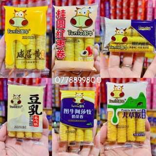 1 cái Bánh ống quế nhân kem mix 6 vị tm/nhãn táo/sữa/matcha/sữa chua
