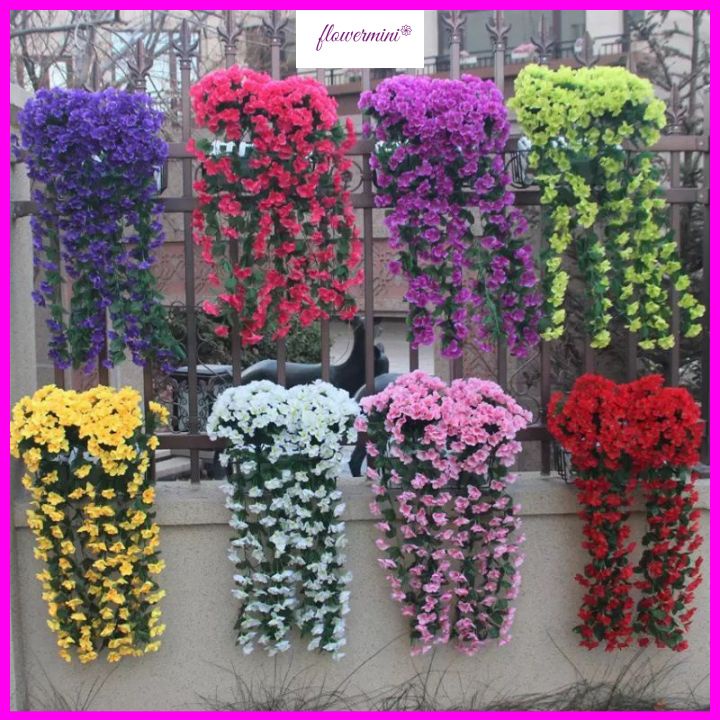 Chùm hoa giả violet dây leo treo tường dài 80cm trang trí nội thất, ban công, nhà hàng, spa Flowermini DQ-01