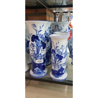 Bình Lọ cắm hoa thờ cúng xanh lam vẽ sen gốm bát tràng