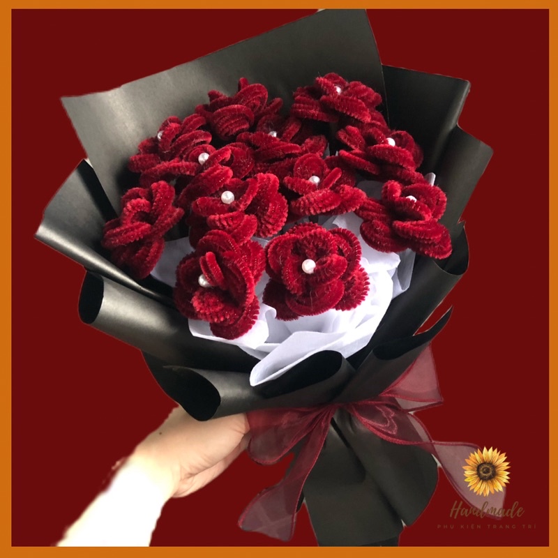 Bó hoa hồng nhung xoắn handmade cực đẹp - làm quà tặng, hoa cầm tay chụp ảnh 💐💐[CÓ SẴN, ẢNH THẬT 100%]