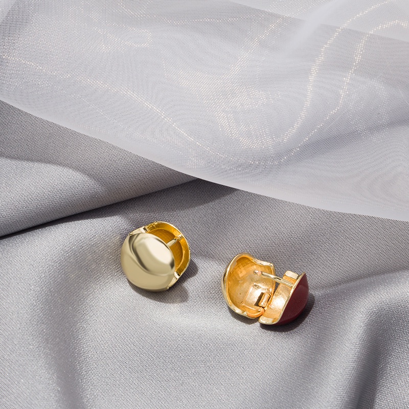 Bông Tai Hai Mặt Hình Tròn Đính Hạt Đậu Đỏ Phong Cách Đơn Giản Thời Trang 2022 Dành Cho Nữ