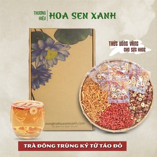 Trà Đông Trùng Kỷ Tử Táo Đỏ Hoa sen xanh, Bổ dưỡng, hỗ trợ giảm mệt mỏi,suy nhược cơ thể