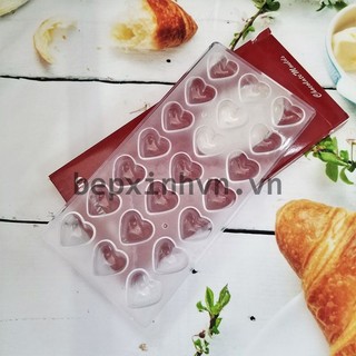 Khuôn nhựa làm socola bonbon 21 viên trái tim