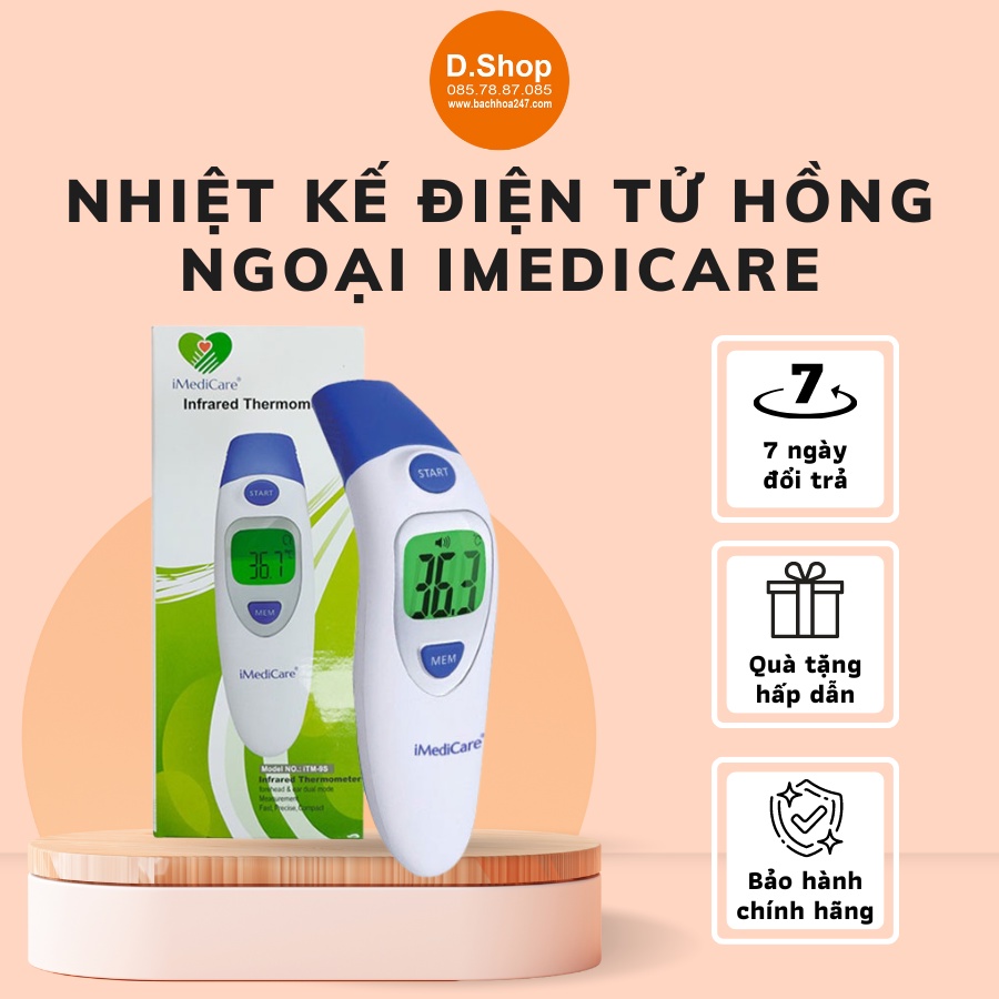 Nhiệt kế điện tử hồng ngoại iMediCare iTM-9S, Sử dụng 2 pin AAA, dễ thay thế.