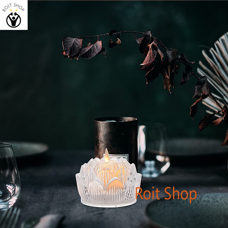 Đèn nến hoa sen điện tử trang trí - Sử dụng pin AG13  - Bộ 2 cái