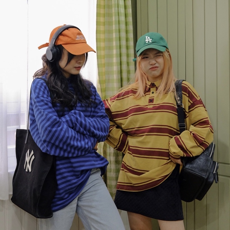 KIM - STRIPED POLO - Áo polo kẻ ngang dài tay
