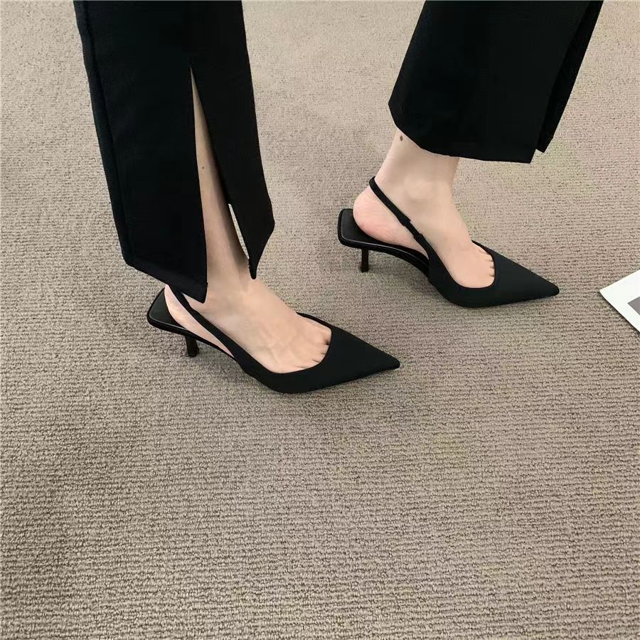 Giày cao gót nữ, sandal Nữ cao 5cm mũi nhọn gót nhọn dáng sandal slingback thời trang công sở đẹp 11020061