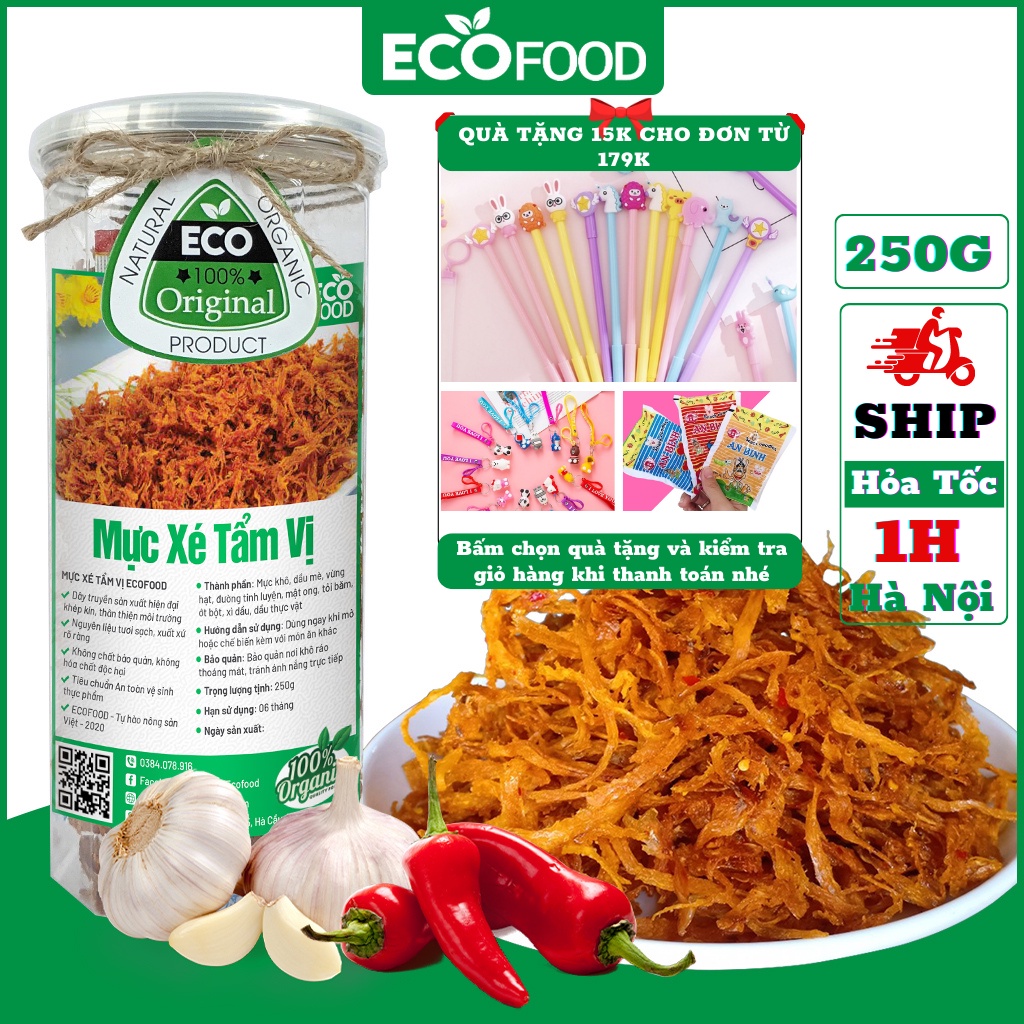 Khô mực xé sợi tẩm gia vị 250G Ecofood đồ Ăn Vặt Việt Nam an Toàn