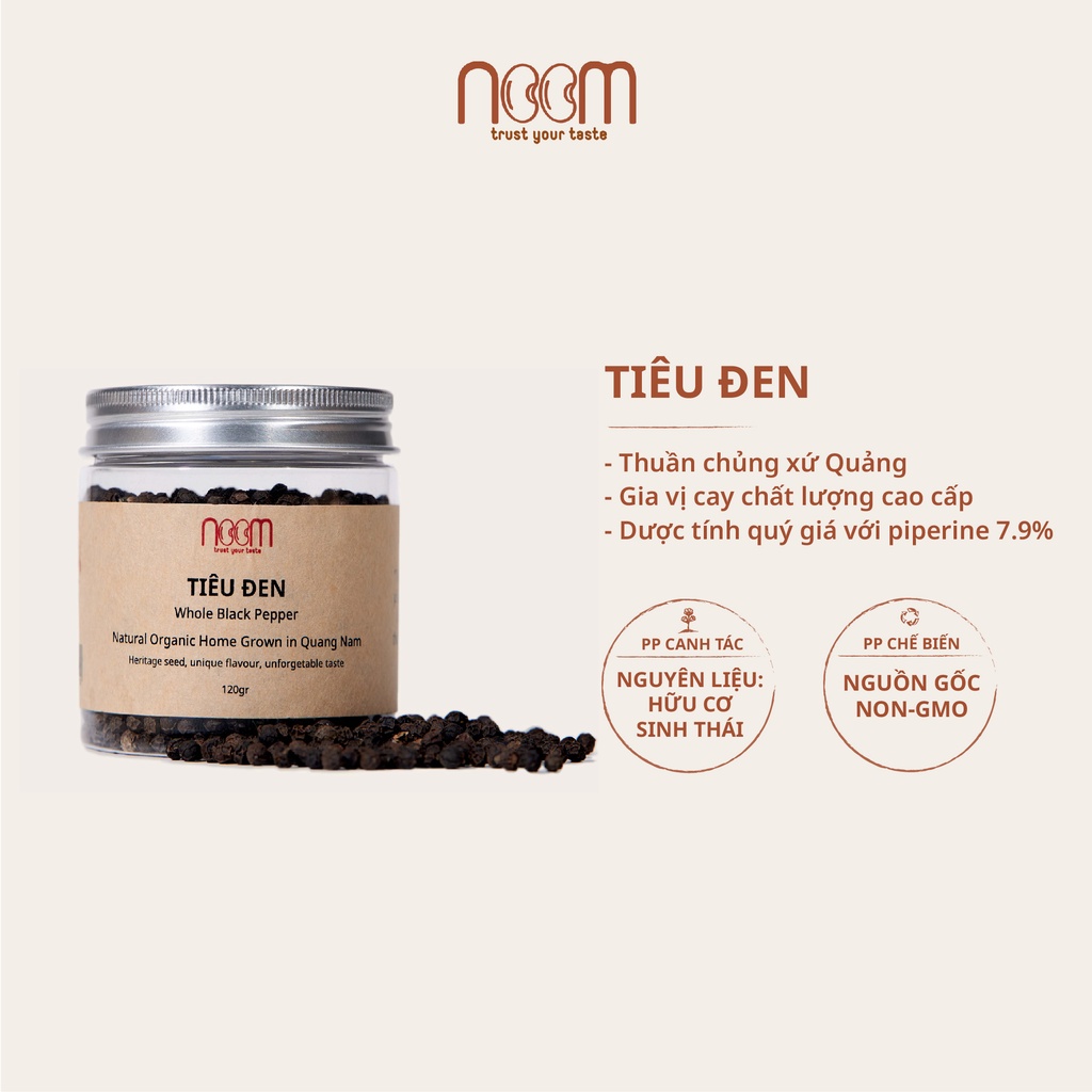 Hạt Tiêu Đen 120g Tự Nhiên, Hữu Cơ Noom - NoomFood
