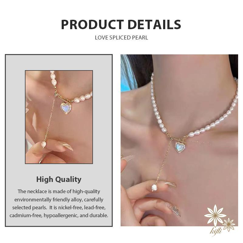 Vòng cổ MặT HìNh TráI Tim PhốI HạT NgọC Trai Giả ThờI Trang Cho