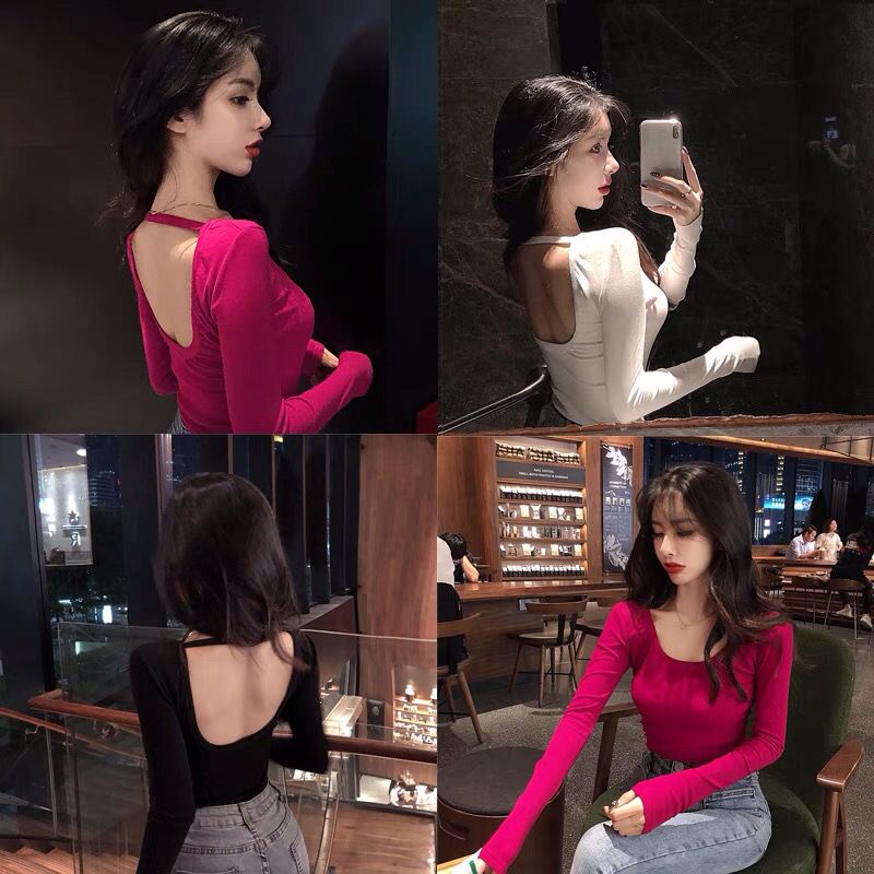 Áo Thun Nữ Dài Tay Hở Lưng Gợi Cảm