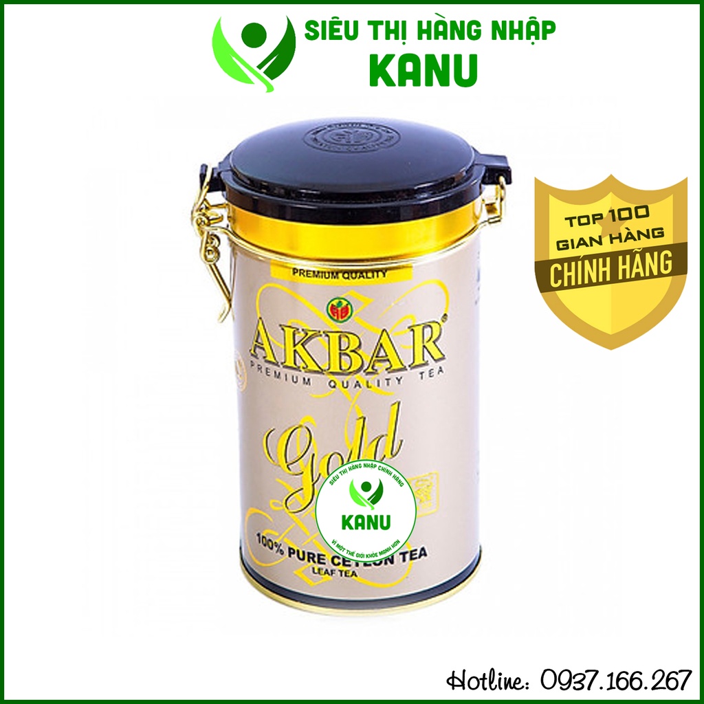 Trà đen cao cấp Akbar Gold HT hộp thiếc thượng hạng thích hợp làm quà biếu tết