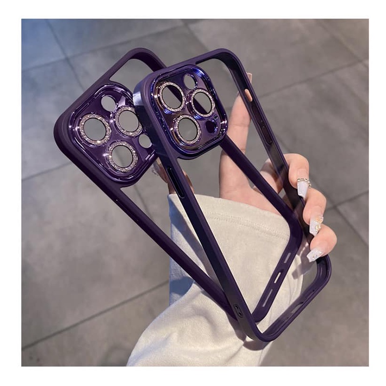 Ốp lưng nhũ đá viền màu bảo vệ camera cho iPhone 15 Pro Max 14 Pro Max 13 Pro Max 12 Pro Max 11 Pro Max siêu đẹp