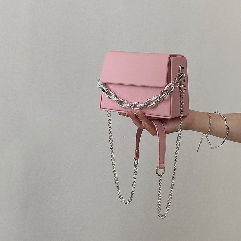 Túi Xách Nữ Đeo Chéo Đeo Vai Bằng Da Phối Dây Xích Sang Trọng