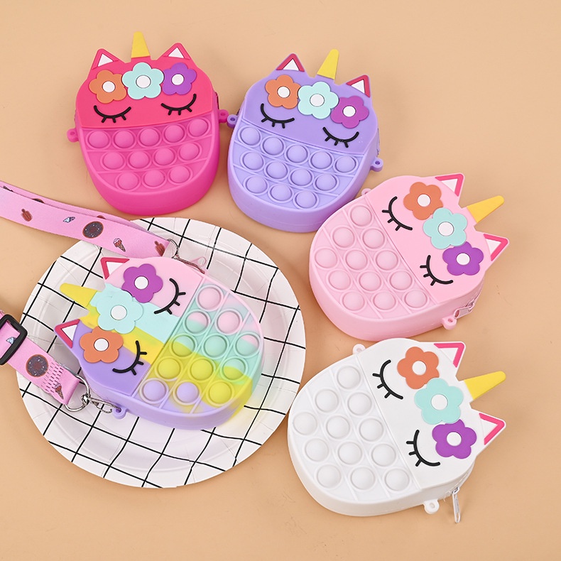 Túi Đeo Chéo Bằng Silicon Hình Kỳ Lân Dễ Thương Cho Bé