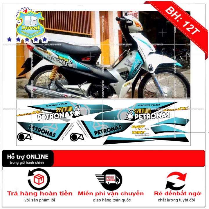 DECAL PVC 5 LỚP CHẤT LƯỢNG CAO Tem rời wave lớn 2016 petronas trắng