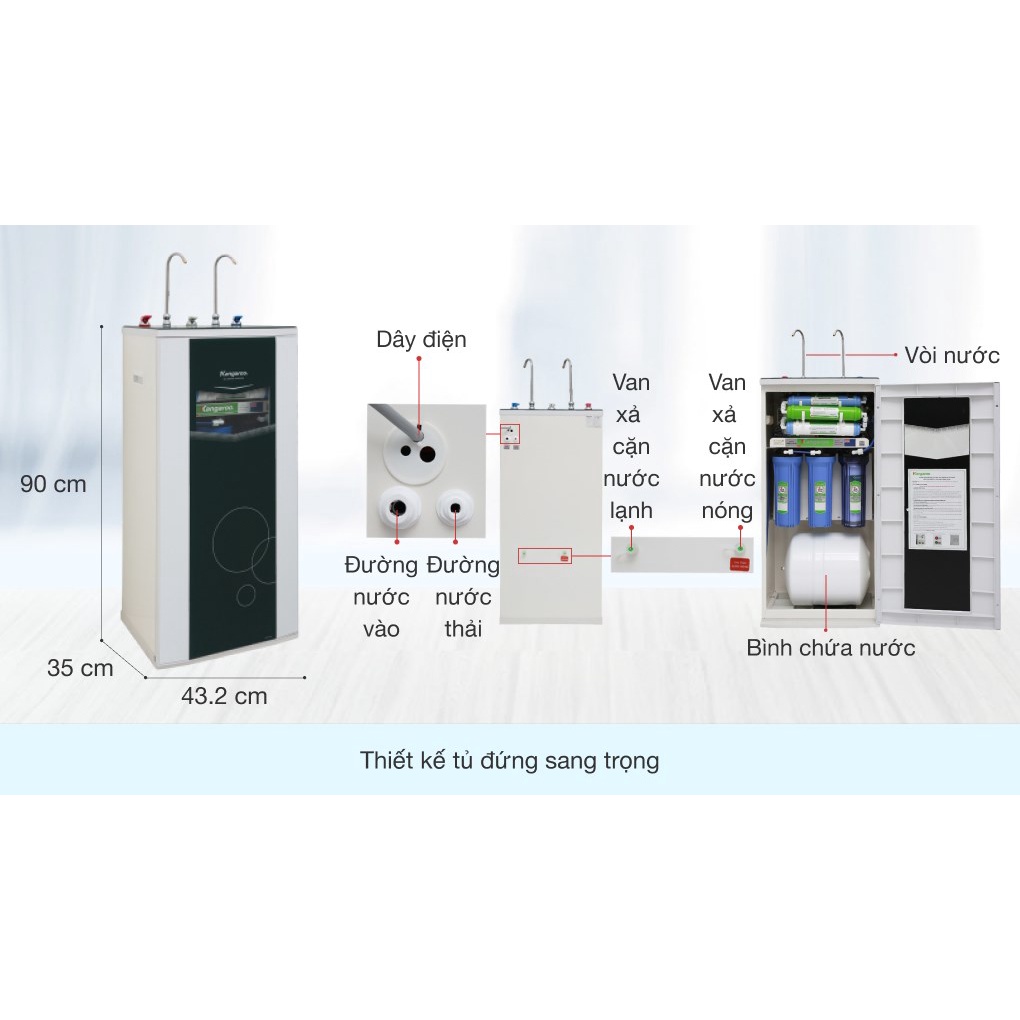 Máy lọc nước RO nóng nguội lạnh Kangaroo KG10A3 10 lõi - hàng trưng bày chính hãng