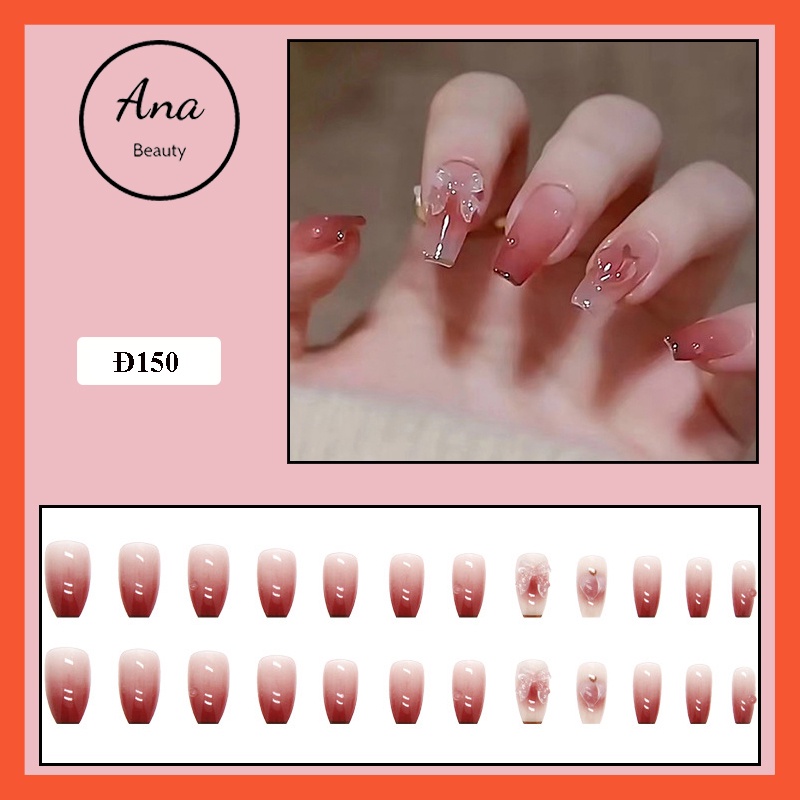 Móng tay giả đính đá đẹp giá rẻ nail box đính nơ Anabeauty mã mới