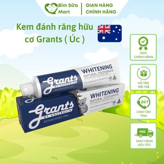 Kem đánh răng hữu cơ Grants cho người lớn, tuýp 110g hương vị baking soda và bạc hà the mát