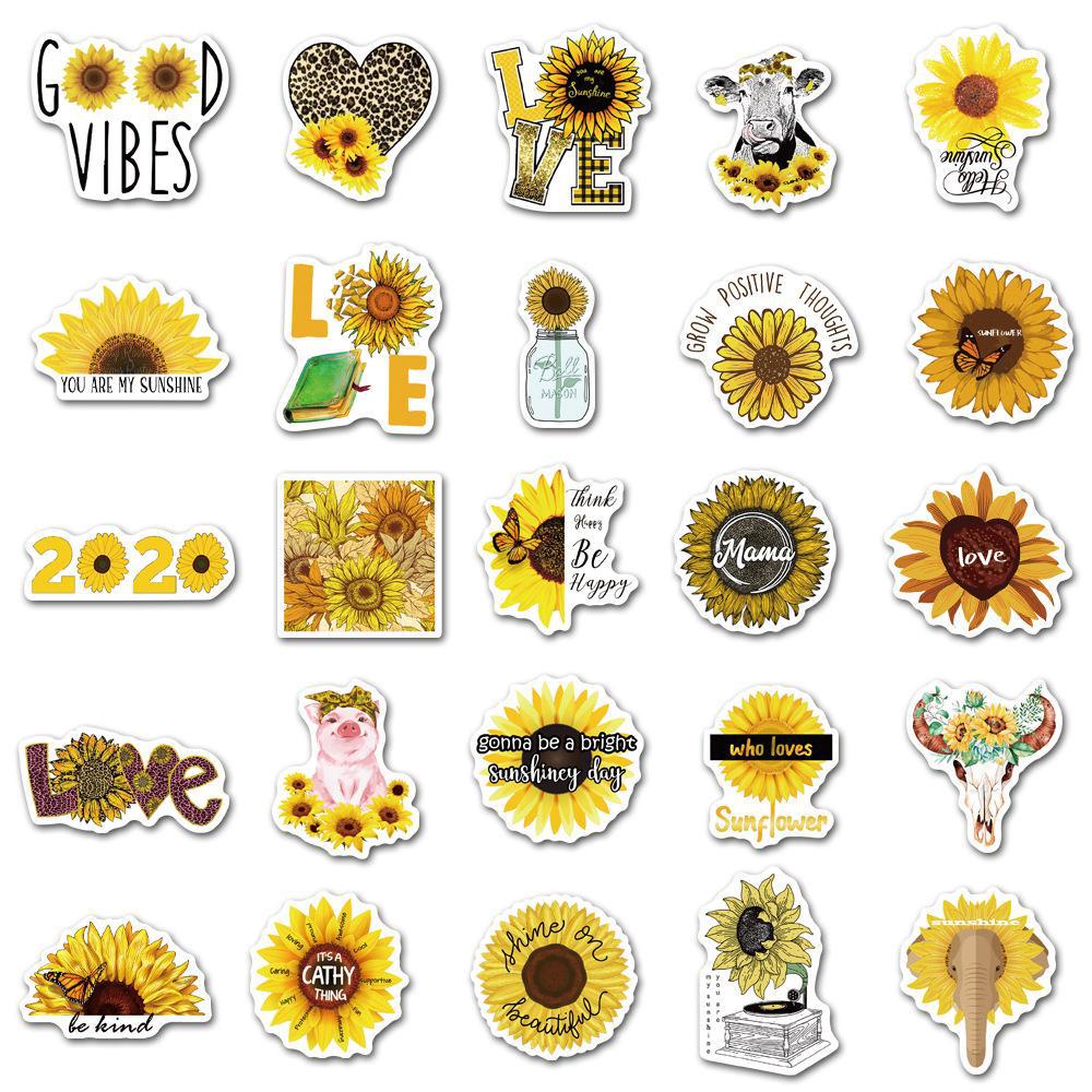 ❉ Healing Sunflowers Therapy Phrase Series 01 Stickers ❉ 50Pcs/Set Waterproof DIY Fashion Decals Doodle Stickers