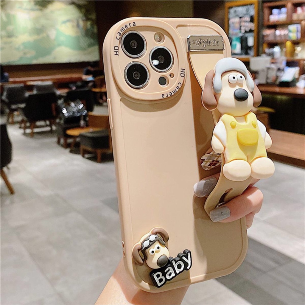 Ốp Điện Thoại Silicon Mềm Hình Cún Hoạt Hình Dễ Thương Có Dây Đeo Cho iPhone14ProMax 14 11 11ProMax 13 13ProMax 12 12ProMax