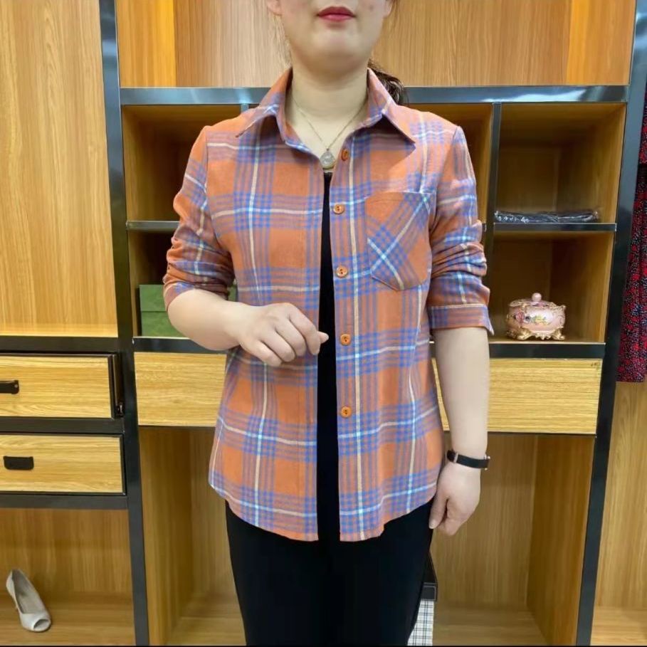 Áo Sơ Mi Tay Dài Dáng Rộng Họa Tiết Kẻ Sọc Thời Trang Xuân Thu Mới Cho Nữ Trung Niên 40-55 Tuổi