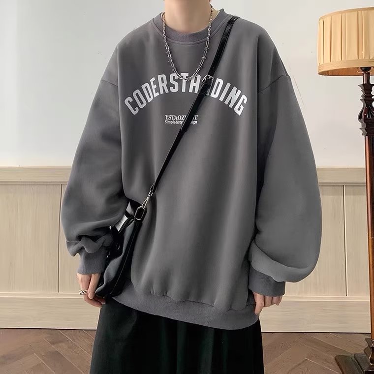 Áo Sweater Cổ Tròn Dáng Rộng Cột Dây Kiểu Nhật Bản Thời Trang Thu Đông Cho Nam