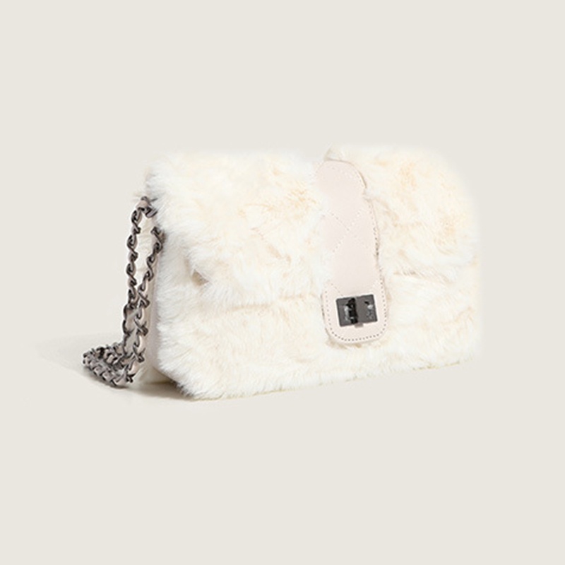 Túi Đeo Chéo Bằng Nhung Lông Phối Dây Xích Dễ Phối Đồ Thời Trang Cho Nữ