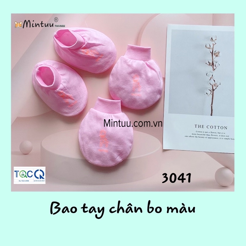 BAO TAY CHÂN SƠ SINH, bao tay chân bo màu mintuu chất liệu 100% cotton