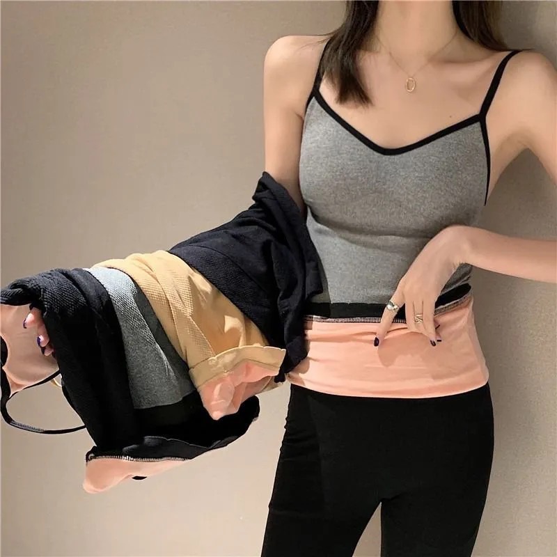 Áo 2 Dây Lót Lông Giữ Nhiệt, Áo Dây Mùa Thu Đông Phong Cách Hàn Quốc